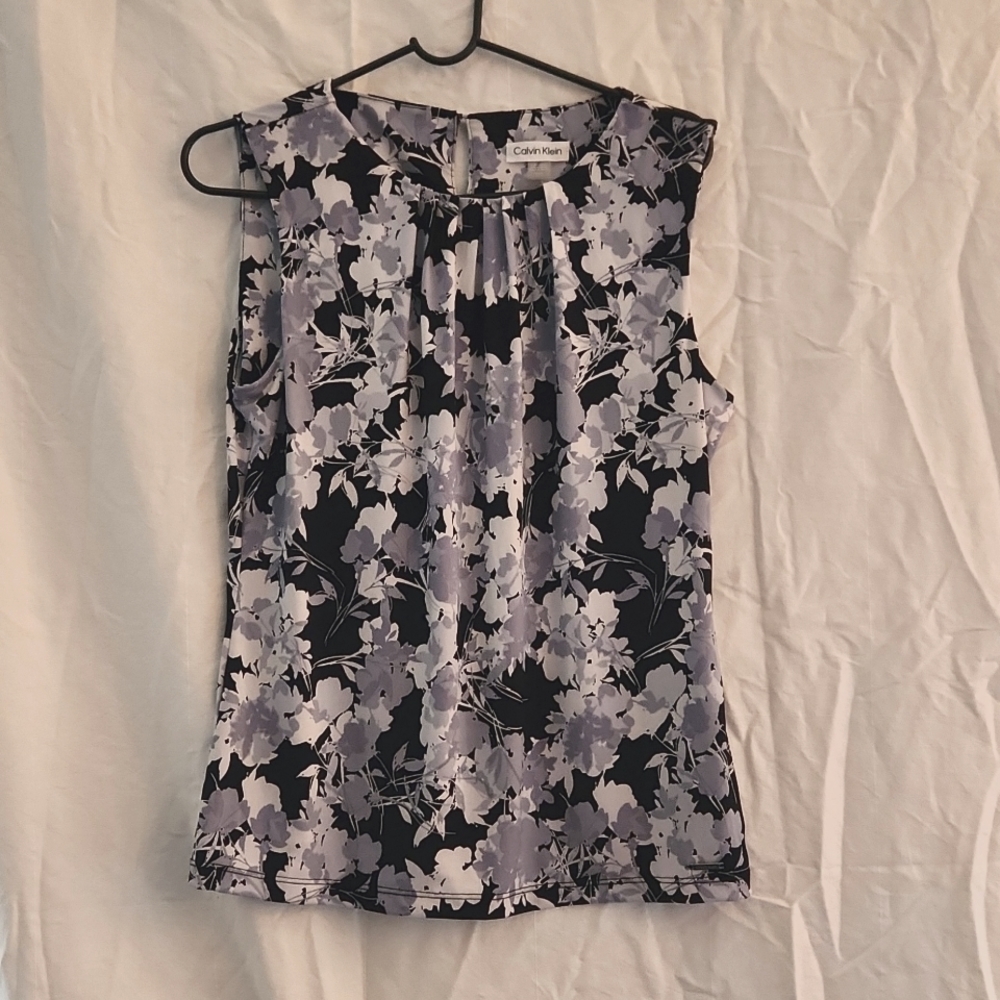 Calvin Klein Floral Print Blouse Size Large